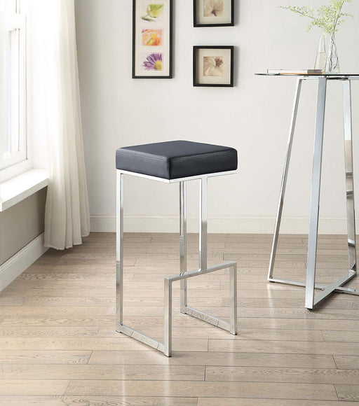 Gervase Square Bar Stool Black and Chrome image