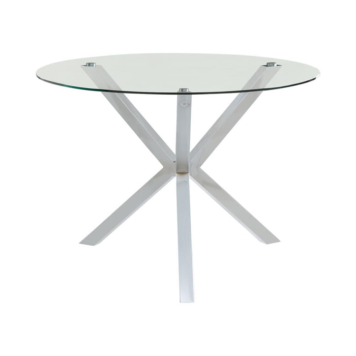 Vance Glass Top Dining Table with X-cross Base Chrome image