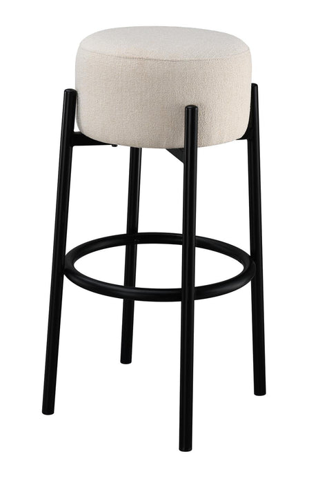 Leonard Upholstered Backless Round Stools White and Black (Set of 2) image