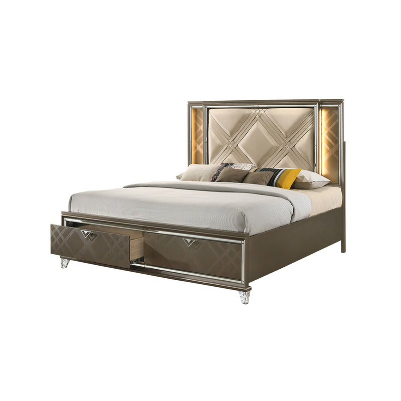 Eastern King Bed w/Storage & LED