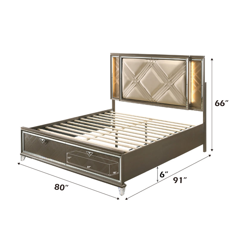 Eastern King Bed w/Storage & LED