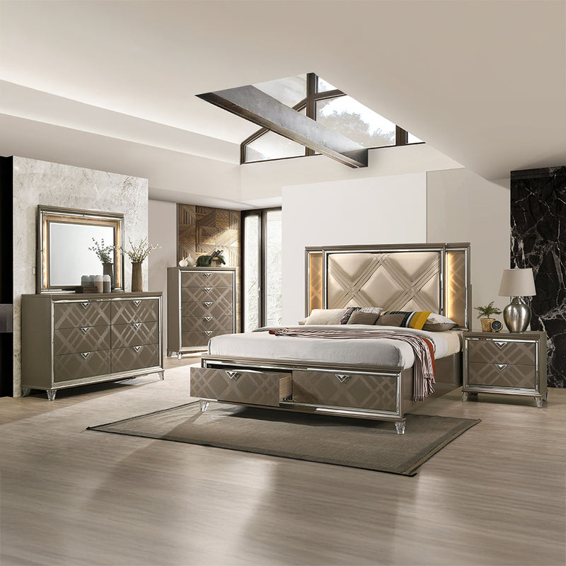 Eastern King Bed w/Storage & LED