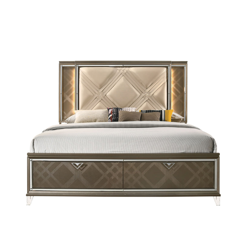 Queen Bed w/Storage & LED