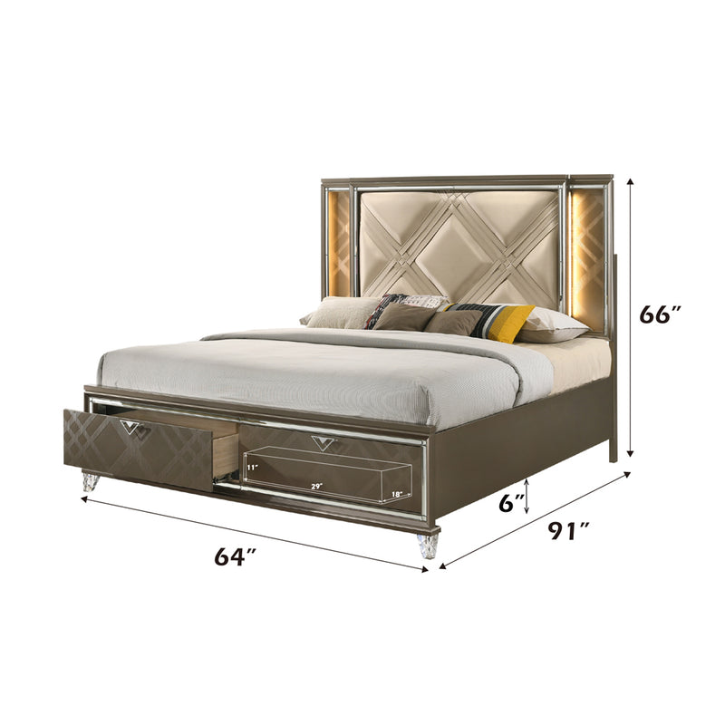 Queen Bed w/Storage & LED