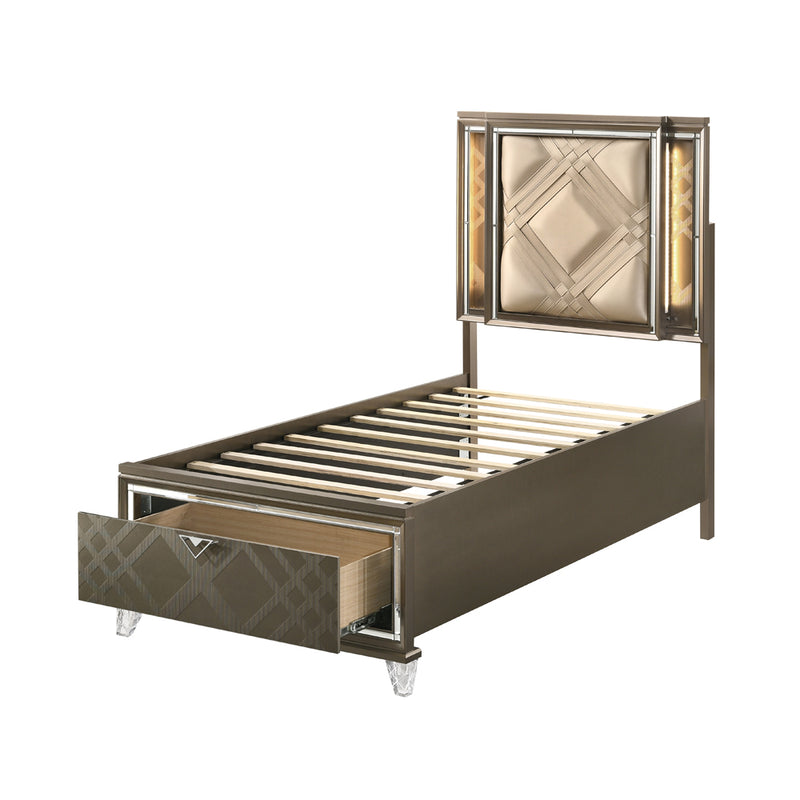 Twin Bed w/Storage & LED