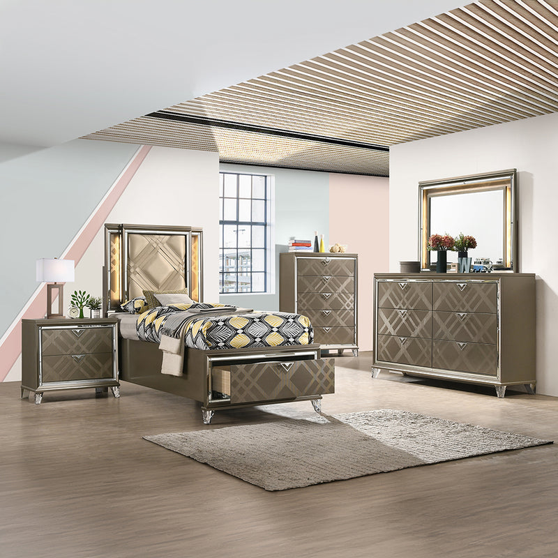 Twin Bed w/Storage & LED