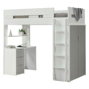 Twin Loft Bed w/Desk & Wardrobe