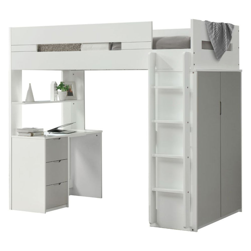 Twin Loft Bed w/Desk & Wardrobe
