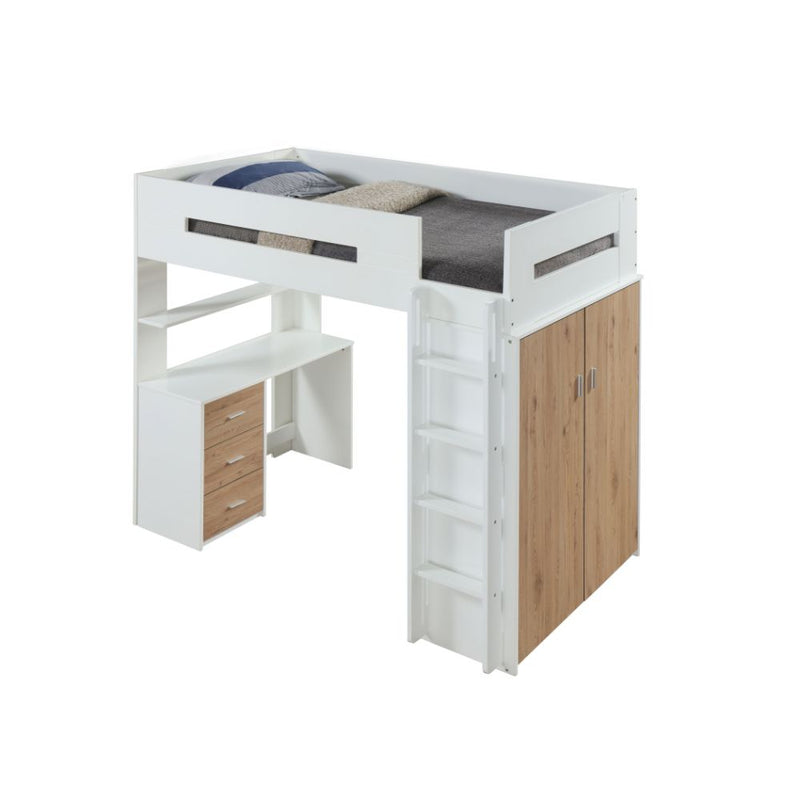 Twin Loft Bed w/Desk & Wardrobe