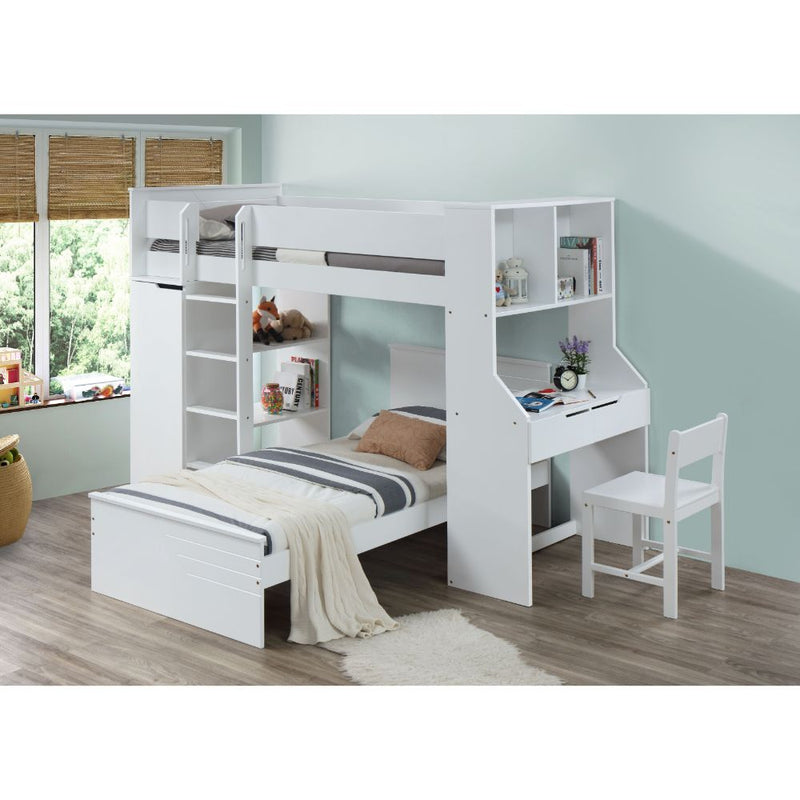 Twin Loft Bed w/Desk & Wardrobe