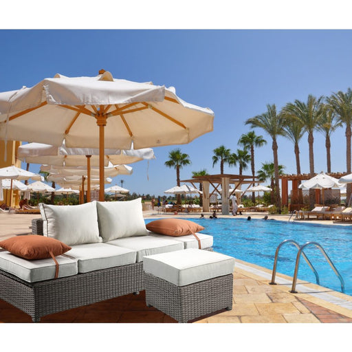 Patio Sofa w/2 Pillows & Ottoman