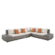 Patio Sectional Sofa w/4 Pillows & Coffee Table