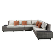 Patio Sectional Sofa w/4 Pillows & Coffee Table