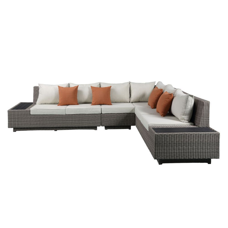 Patio Sectional Sofa w/4 Pillows & Coffee Table