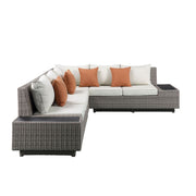 Patio Sectional Sofa w/4 Pillows & Coffee Table