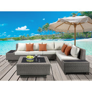 Patio Sectional Sofa w/4 Pillows & Coffee Table