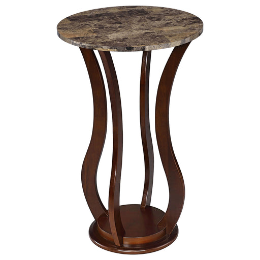 Elton Round Marble Top Accent Table Brown image