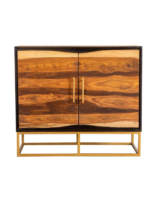 Zara 2-door Accent Cabinet Black Walnut and Gold image