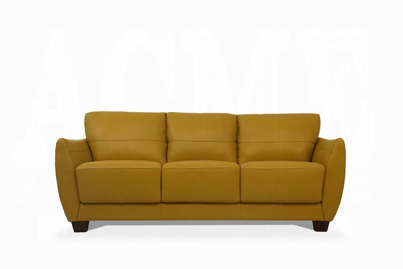 Valeria Mustard Leather 3-Piece Living Room Set