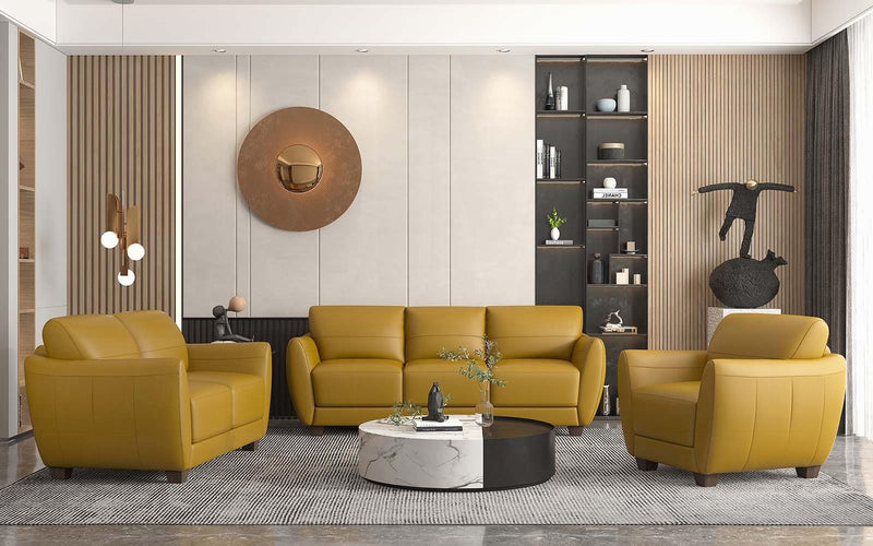 Valeria Mustard Leather Loveseat