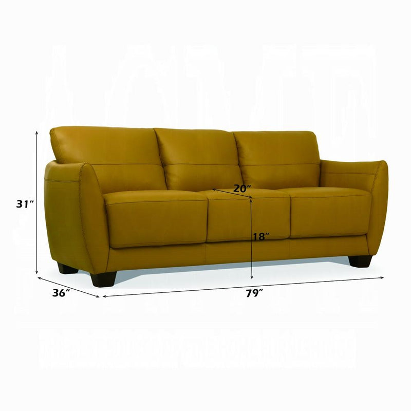 Valeria Mustard Leather 3-Piece Living Room Set