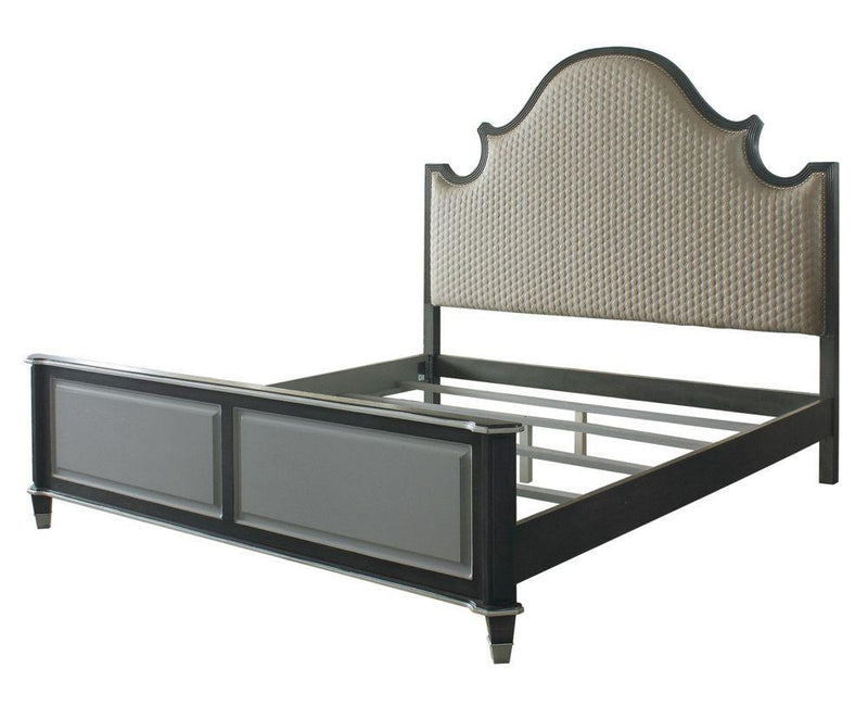 Acme Furniture House Beatrice Queen Upholstered Panel Bed in Light Gray 28810Q