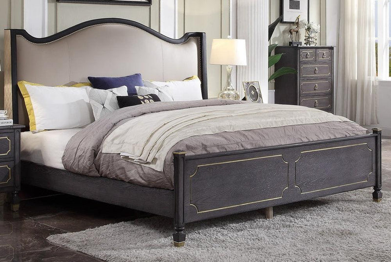 Acme Furniture House Marchese California King Upholstered Panel Bed in Tobacco 28894CK