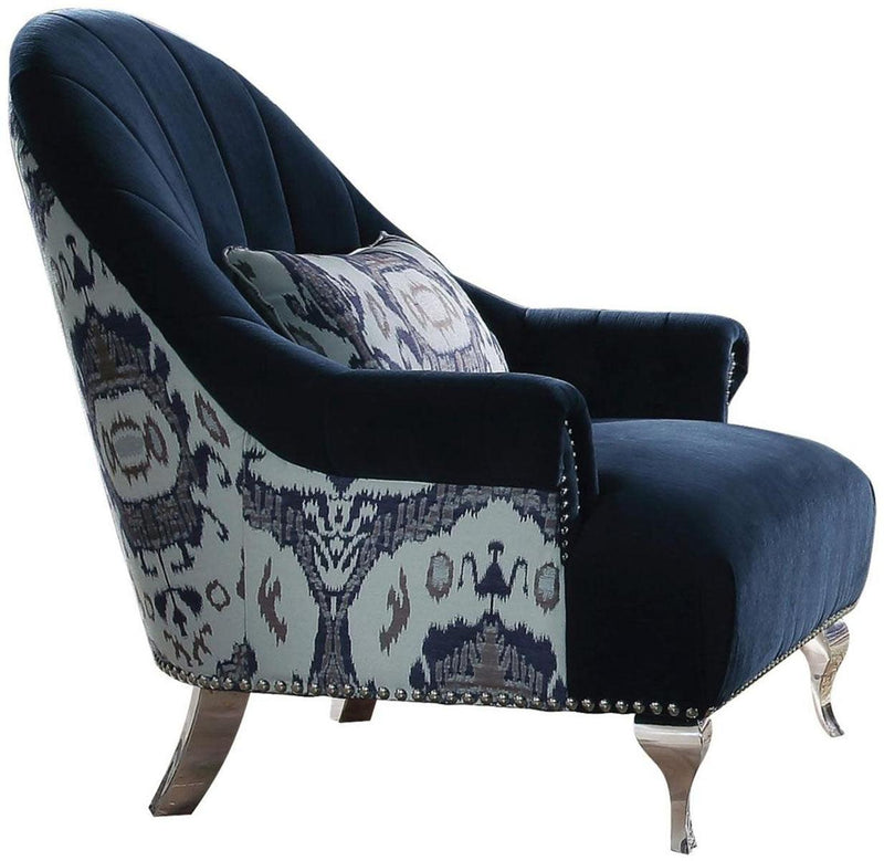 Acme Furniture Jaborosa Chair with 1 Pillow in Blue 50347