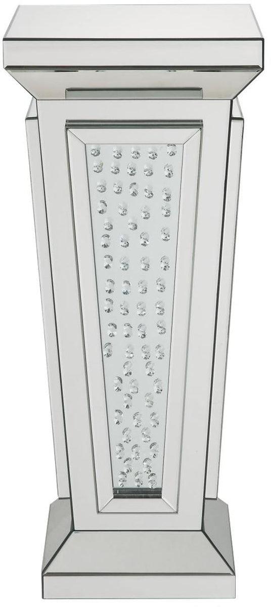 Acme Furniture Nysa Pedestal Stand in Mirrored & Faux Crystals 80392