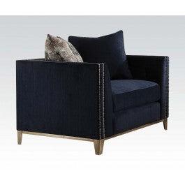 Acme Phaedra Chair with 2 Pillows in Blue Fabric 52832