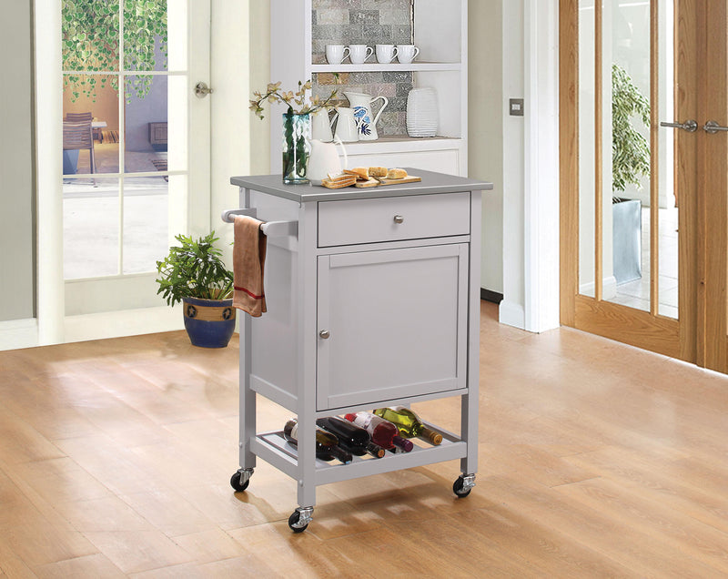 Hoogzen Stainless Steel & Gray Kitchen Cart