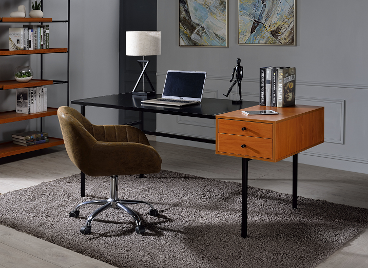Oaken Honey Oak & Black Desk
