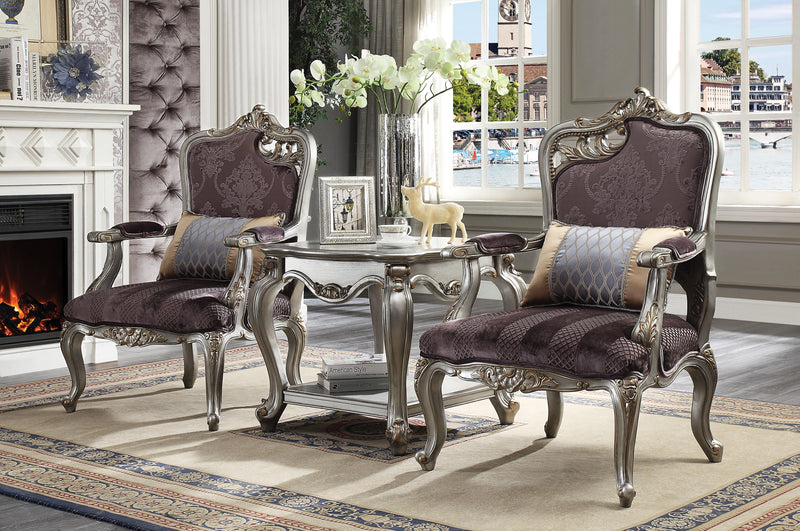 Picardy Velvet & Antique Platinum Chair & 1 Pillow