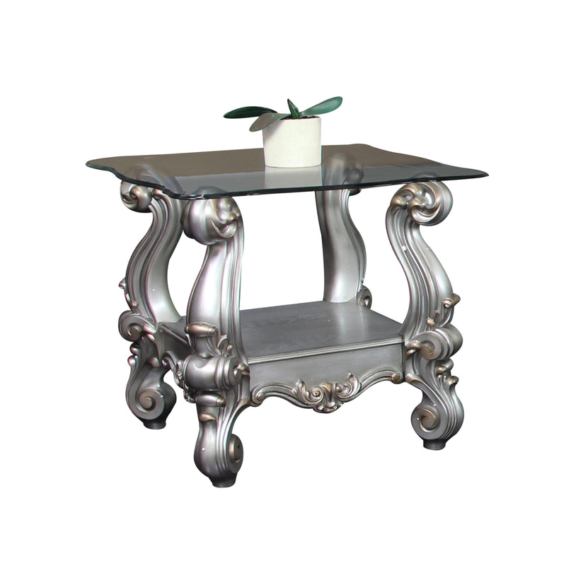 Versailles Antique Platinum & Clear Glass End Table