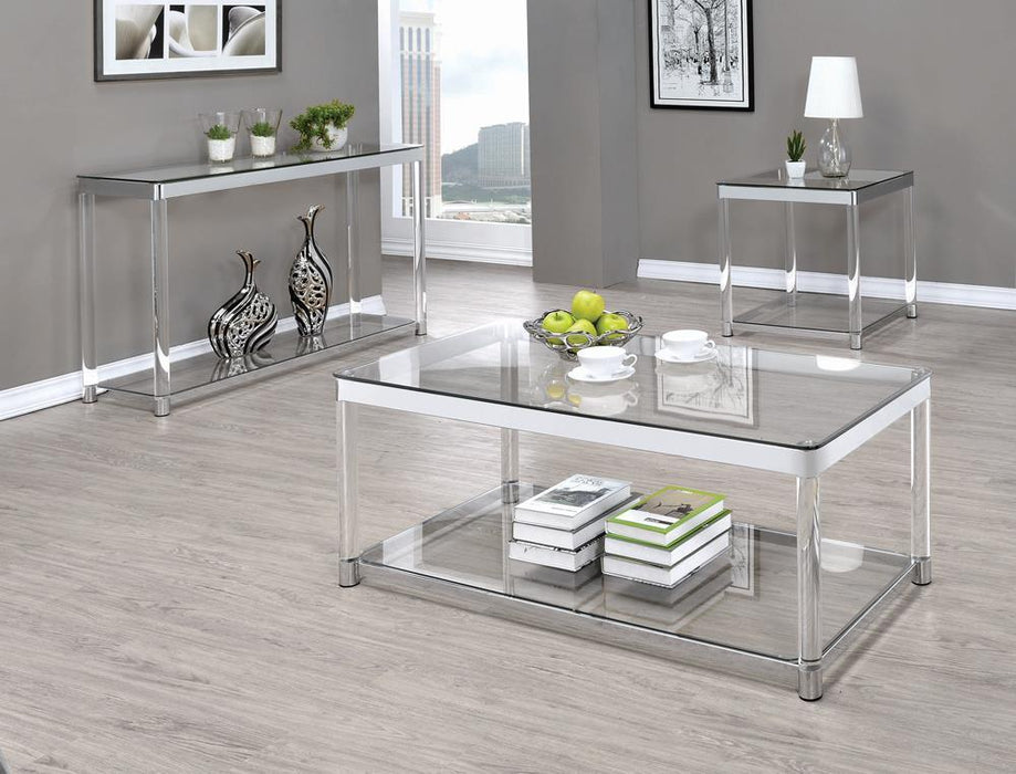 Anne Coffee Table with Lower Shelf Chrome and Clear