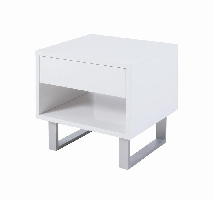 Atchison 1-drawer End Table High Glossy White