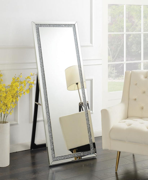 Novak Rectangular Cheval Floor Mirror Silver