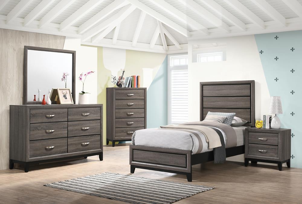 Watson Twin Panel Bed Grey Oak