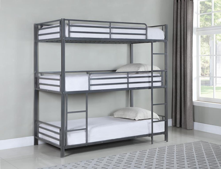 Maynard Metal Triple Twin Bunk Bed Gunmetal