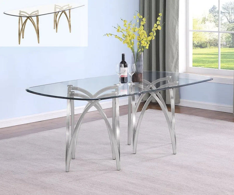Ellipse Rounded Rectangular Glass Dining Table — 4 Variants