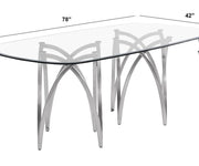 Ellipse Rounded Rectangular Glass Dining Table — 4 Variants - Detail View