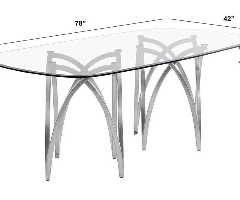 Ellipse Rounded Rectangular Glass Dining Table — 4 Variants - Detail View