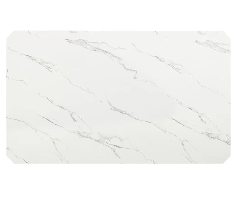 Essenza Faux White Marble Pedestal Dining Table - Detail View