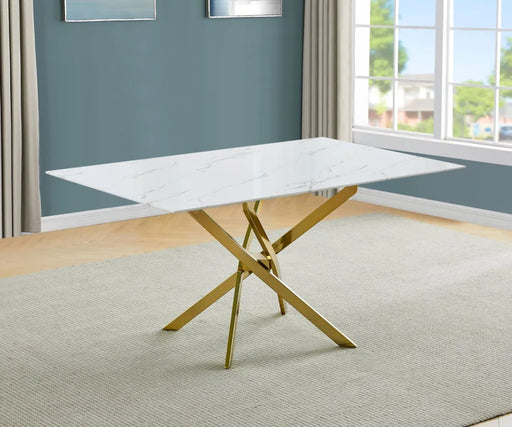 Prism Glass Dining Table with White Marble Wrap