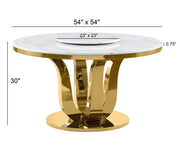 Opulence White Marble Dining Table with Lazy Susan - Detail View