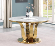 Opulence White Marble Dining Table with Lazy Susan