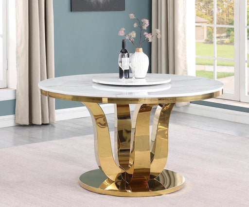 Opulence White Marble Dining Table with Lazy Susan