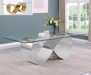 Infinity Base Glass-Top Dining Table — 2 Sizes, 2 Finishes