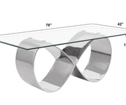 Infinity Base Glass-Top Dining Table — 2 Sizes, 2 Finishes - Detail View