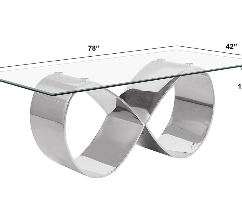 Infinity Base Glass-Top Dining Table — 2 Sizes, 2 Finishes - Detail View